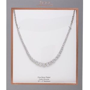 NWT Women's Sterling Silver and Cubic Zirconia Statement Necklace